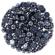 Cuentas de vidrio Czech Cabuchones 2 agujeros 6mm - Jet Hematite